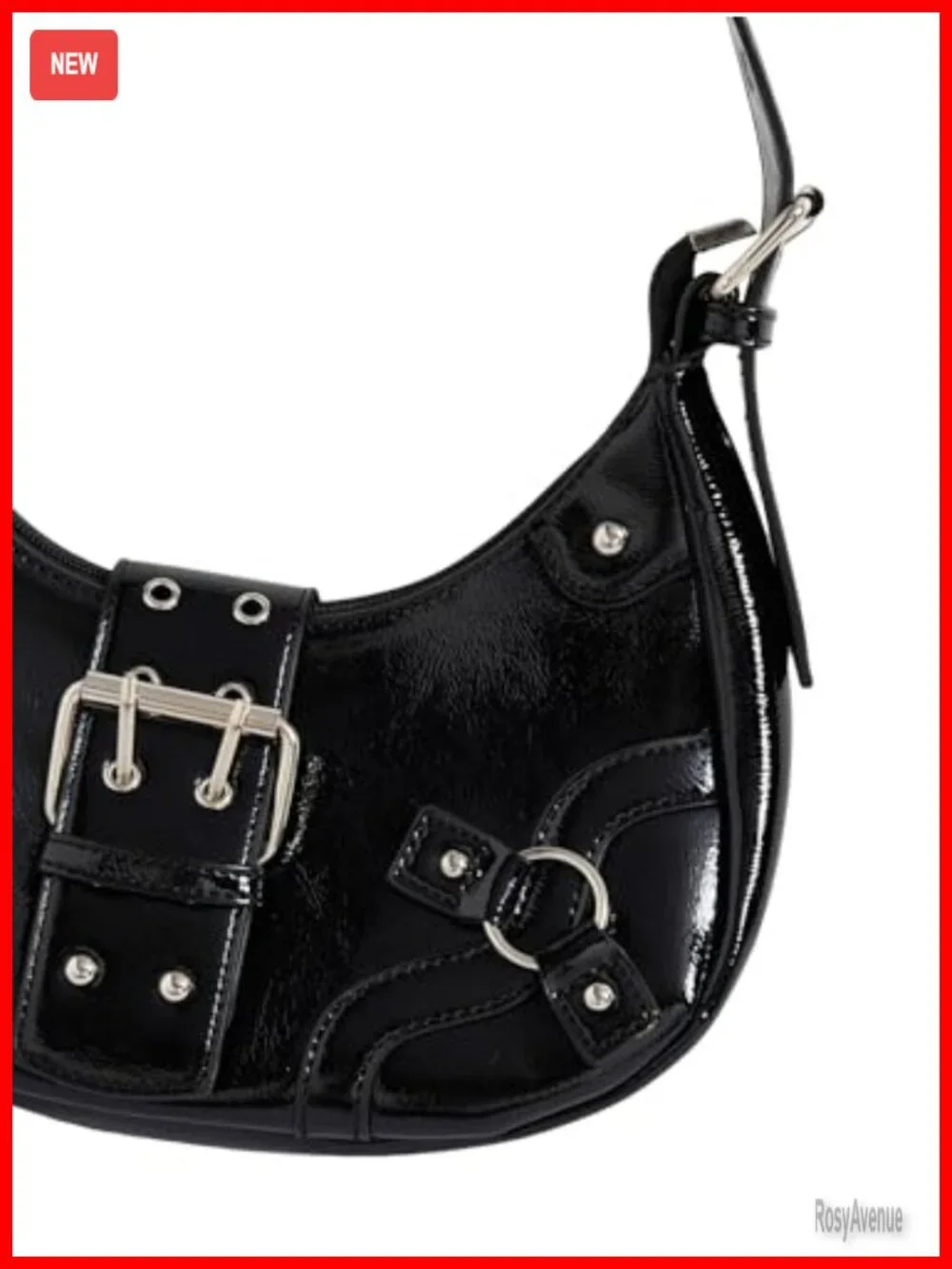 Y2K Goth Handbag Studded PU Leather Clutch Shoulder Bag